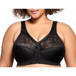 Glamorise Bra 44DD MagicLift Original Full-Figure Wireless Support Black 1000